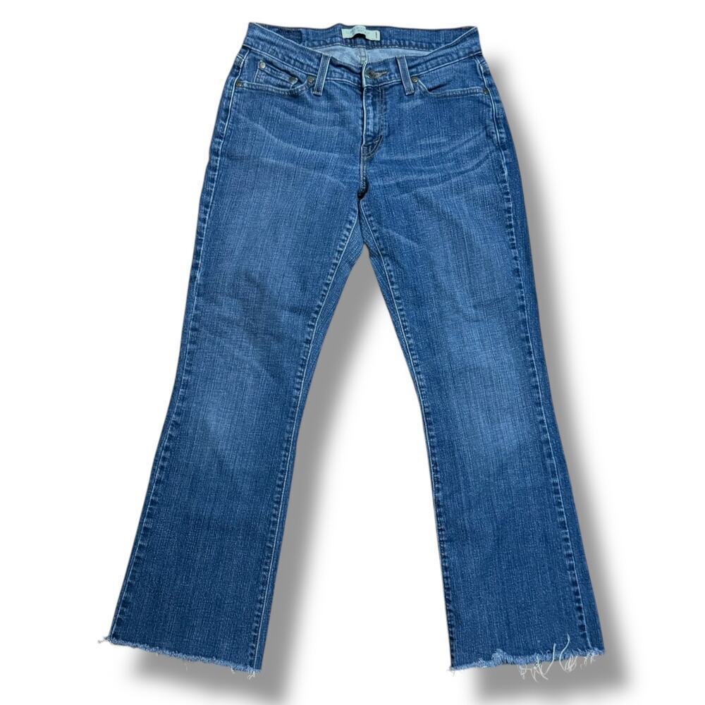 Levi’s 529 Jeans Womens Blue Curvy Bootcut Distressed Hem 10 RUNS SMALL